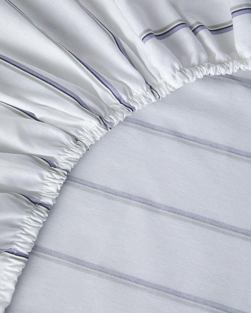 Serene Stripes Pamuklu Tek Kişilik Lastikli Çarşaf 100x200 cm Lacivert