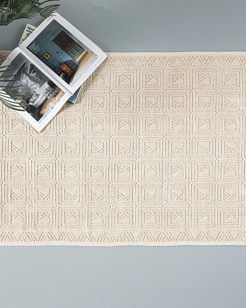 Shabby Pamuklu Kilim Krem