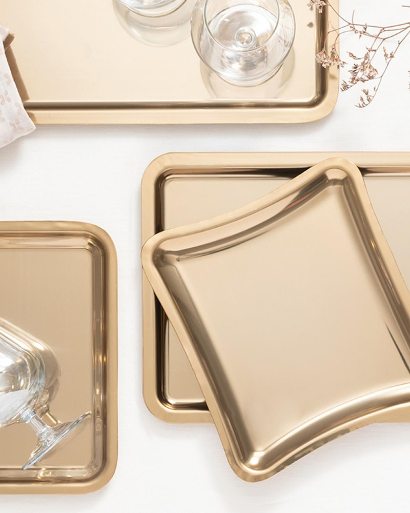 Shiny Metal Sunum Tepsisi Gold