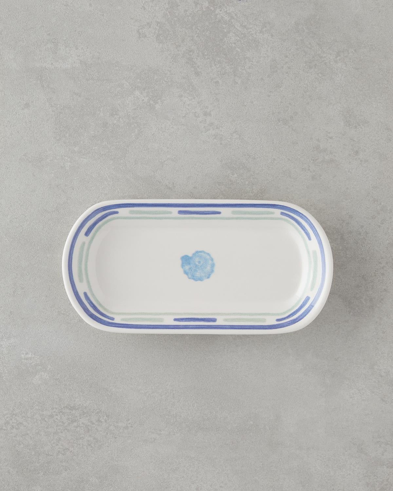 Shoreline Seramik Kayık Tabak 22 cm Mavi-yeşil