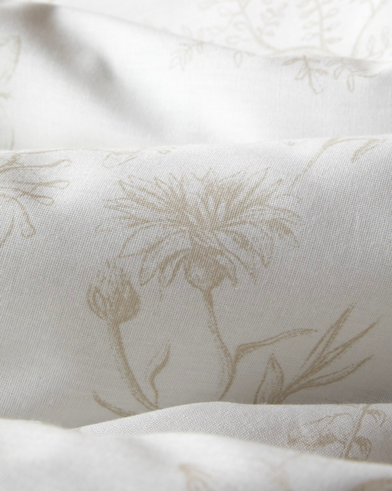 Simple Botanica Pamuk Çift Kişilik Çarşaflı Nevresim Takımı 200x220 cm Bej
