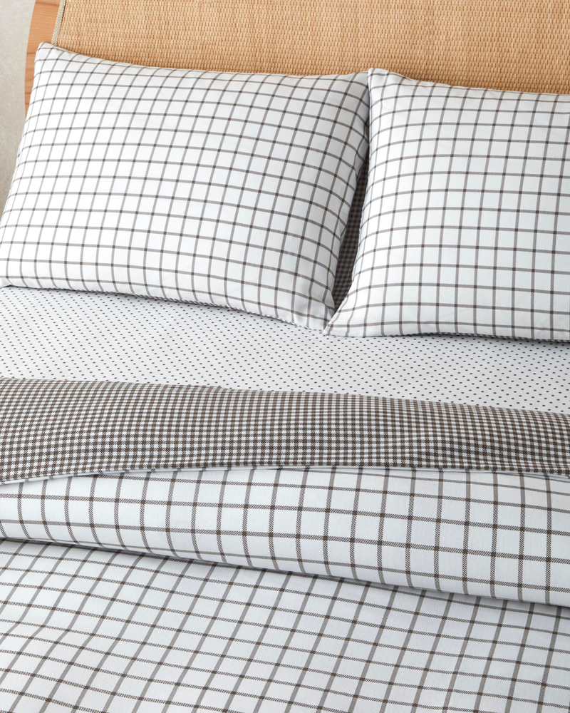 Simple Checks Kolay Ütülenir Tek Kişilik Nevresim Takımı 160x220 cm Kahverengi