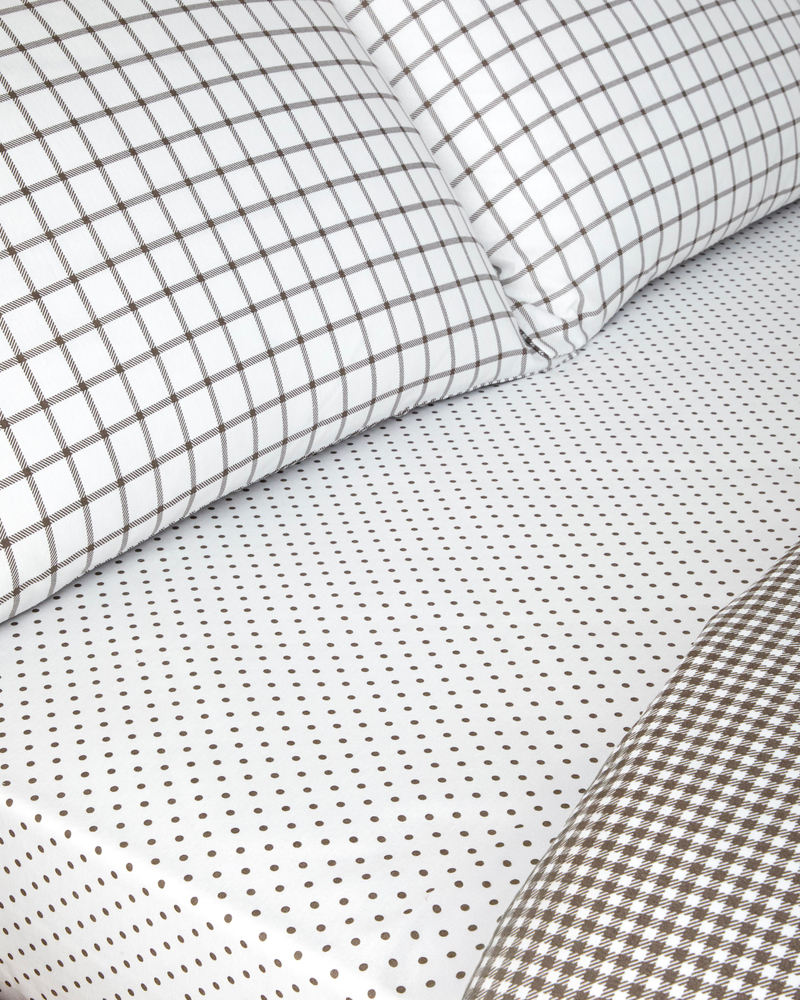 Simple Checks Kolay Ütülenir Tek Kişilik Nevresim Takımı 160x220 cm Kahverengi