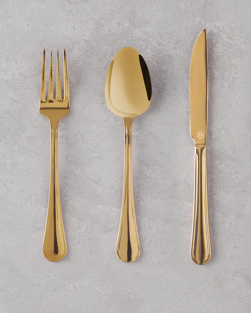 Sirius 18/10 Paslanmaz Çelik Çatal Kaşık Bıçak Tk. 18 Parça 6 Kişilik Gold