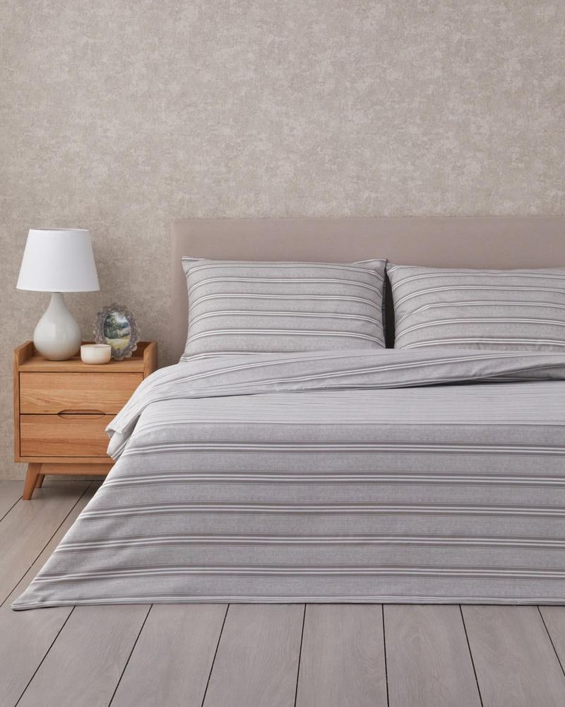 Sleek Lines Kolay Ütülenir Çift Kişilik Nevresim Takımı 200x220 cm Gri