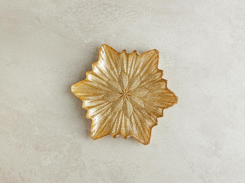 Snow Flake Cam Pasta Tabağı Gold