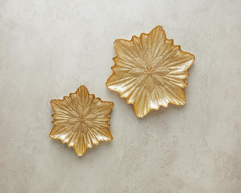 Snow Flake Cam Pasta Tabağı Gold