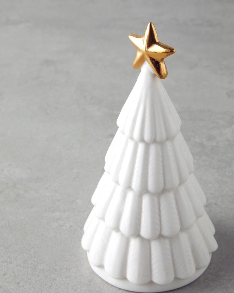 Snow Tree Yılbaşı Biblo 7,5x8x14 cm Ekru