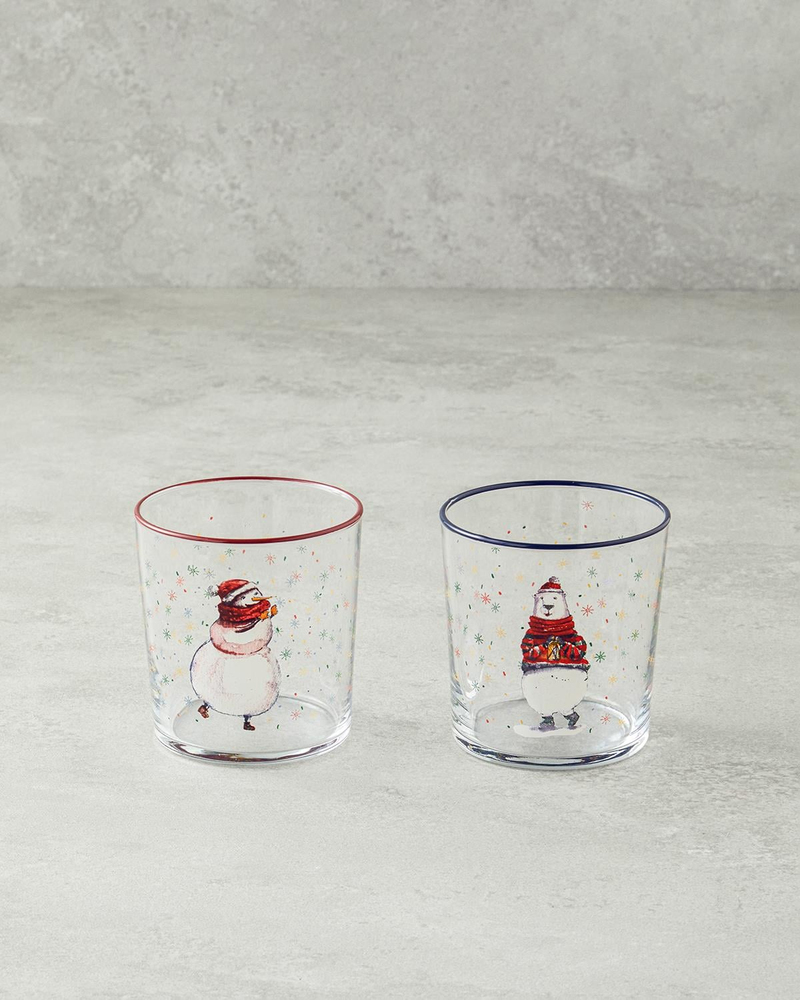 Snowflake Cam Bardak 420 ml Kırmızı - Yeşil