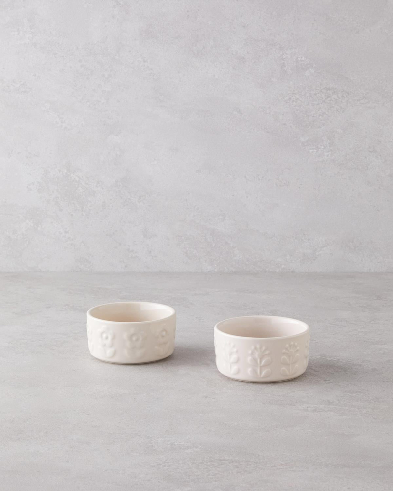 Soft Bloom Stoneware 2'li Fırın Kabı 10 – 10 cm Krem
