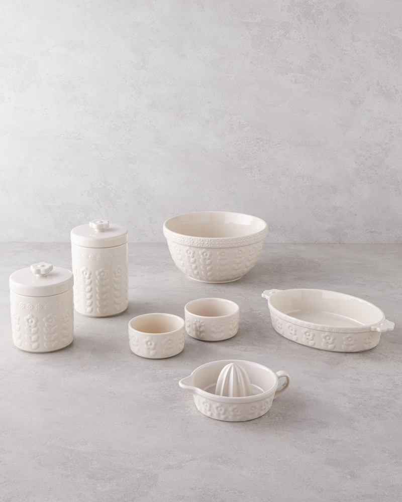Soft Bloom Stoneware Fırın Kabı 28 cm Krem