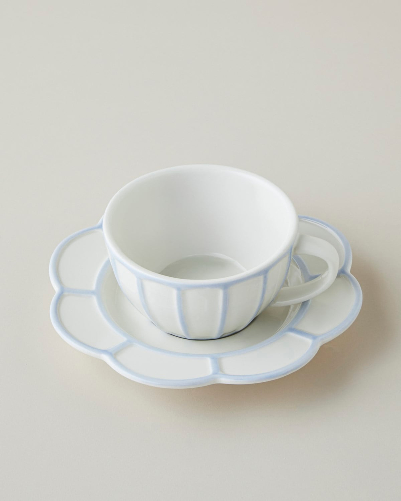 Soft Cloud Stoneware 4 Parça 2 Kişilik Çay Fincanı Takımı 150 ml Açık Mavi