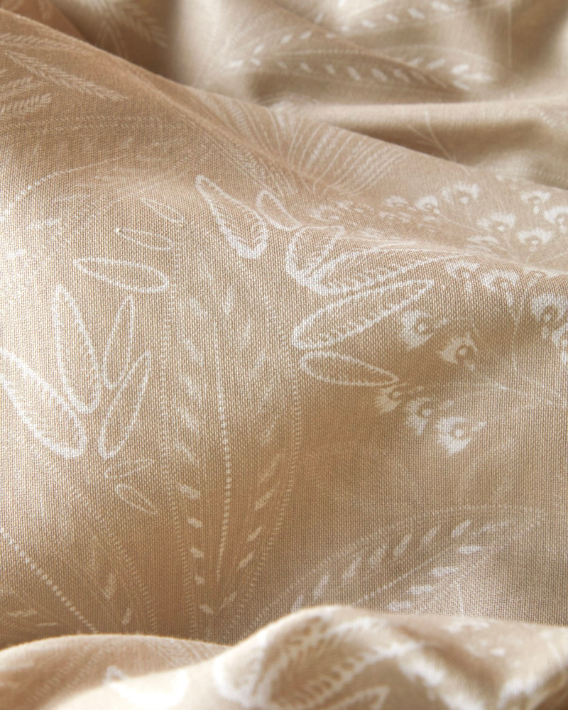 Soft Flourish Krep Tek Kişilik Çarşaflı Nevresim Takımı 160x220 cm Bej