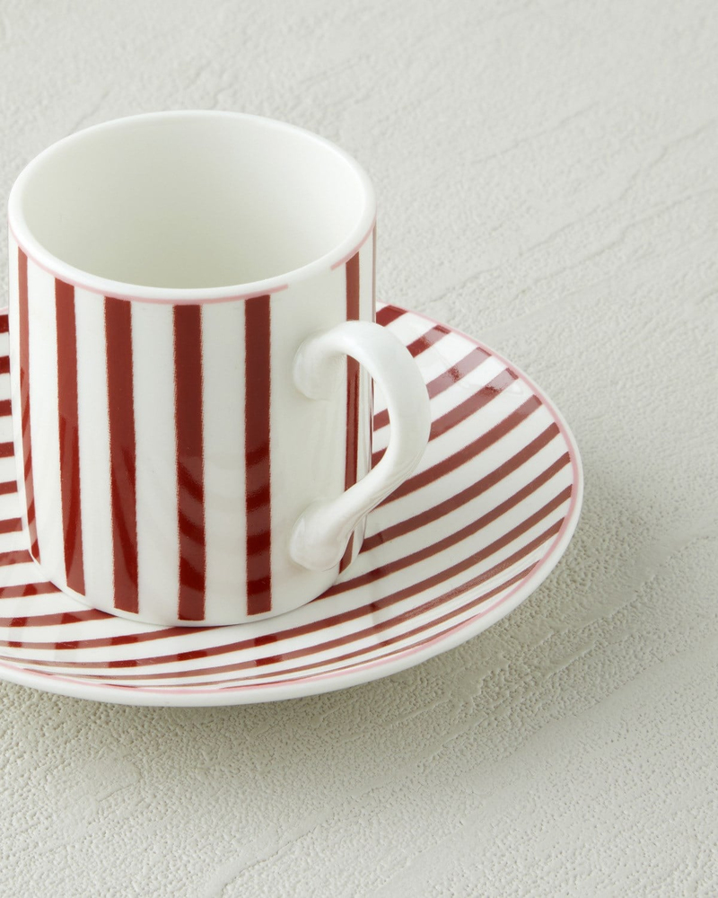 Solvia New Bone China 4 Parça 2 Kişilik Kahve Fincan Takımı 80 ml Bordo