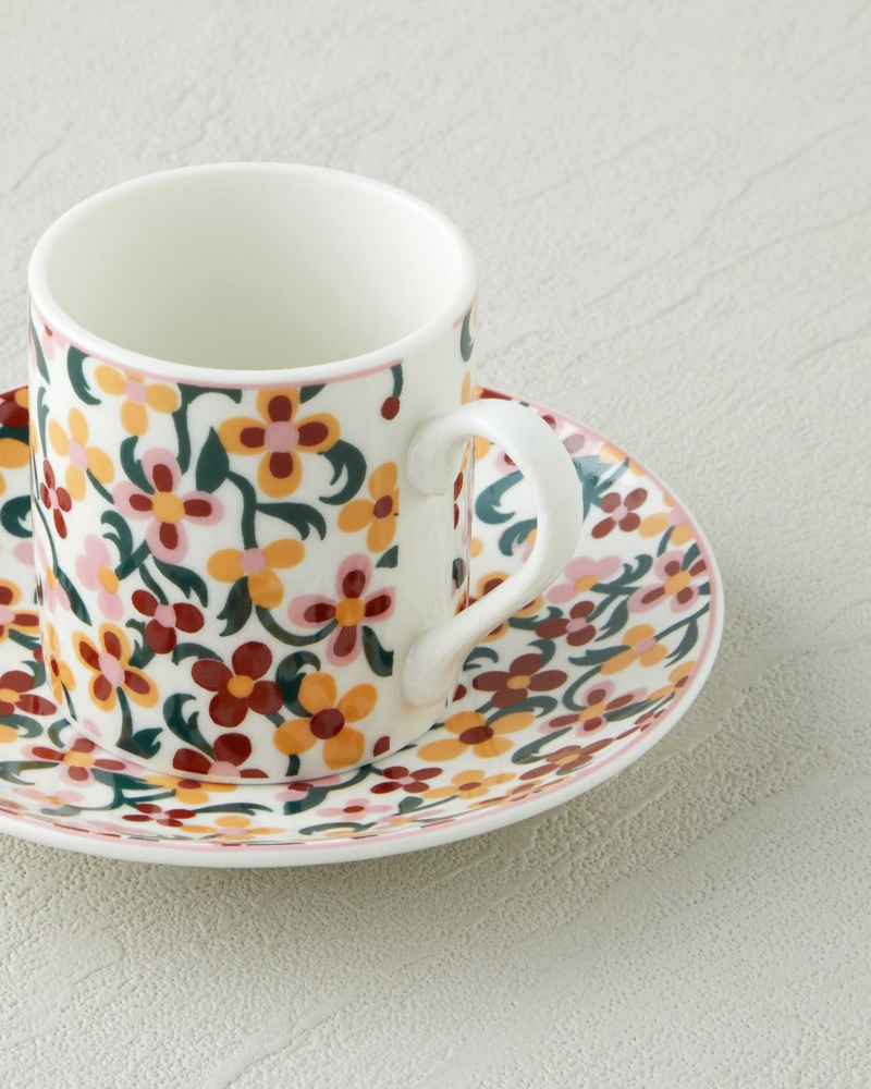 Solvia New Bone China 4 Parça 2 Kişilik Kahve Fincan Takımı 80 ml Bordo