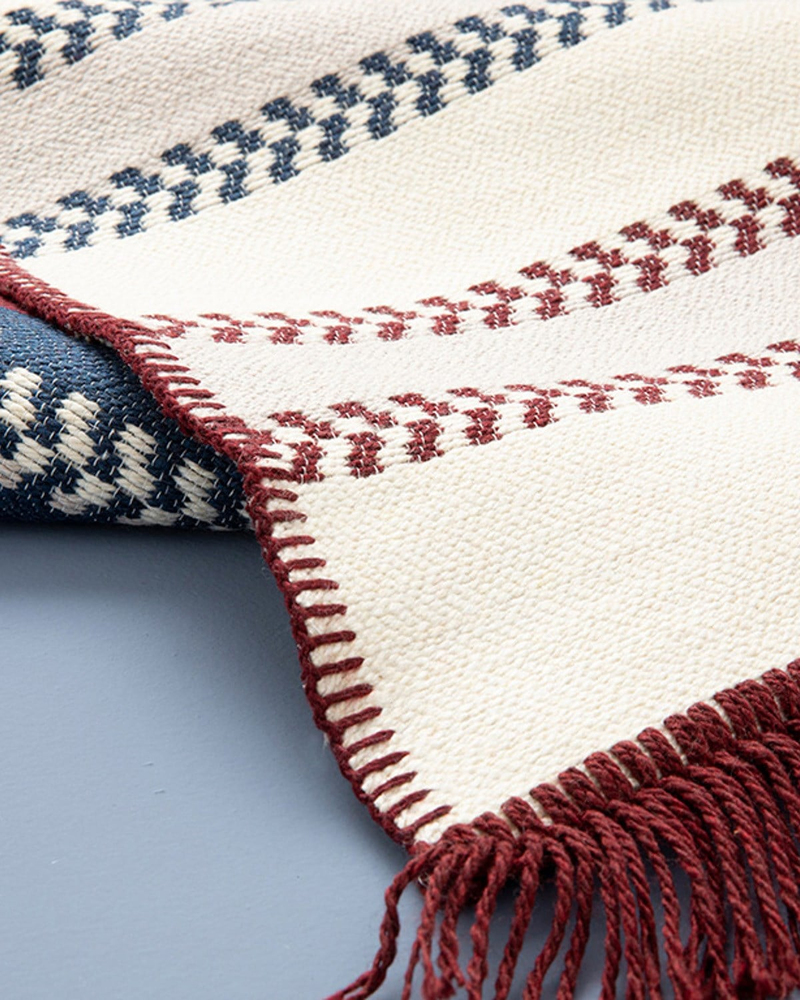 Sparks Dokuma Kilim 60x100 cm Beyaz - Bordo