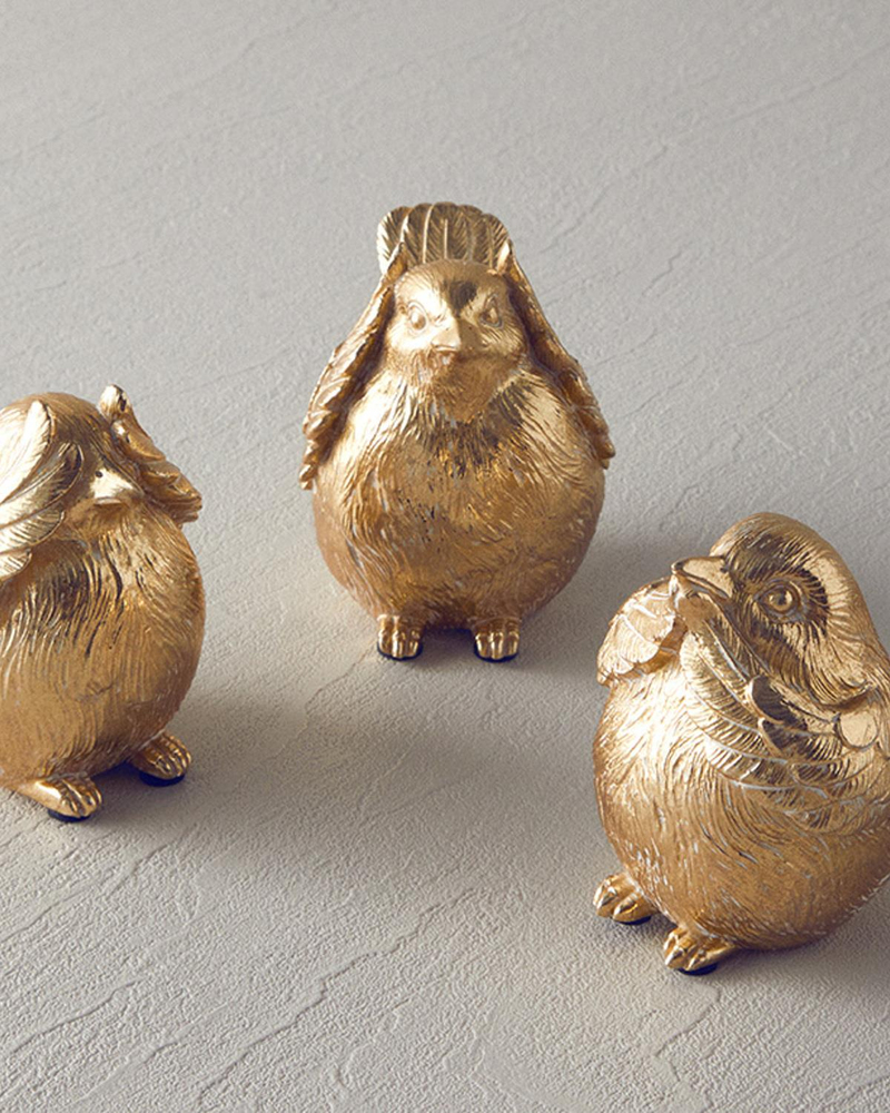 Sparrow Bird Polyresin Biblo Gold