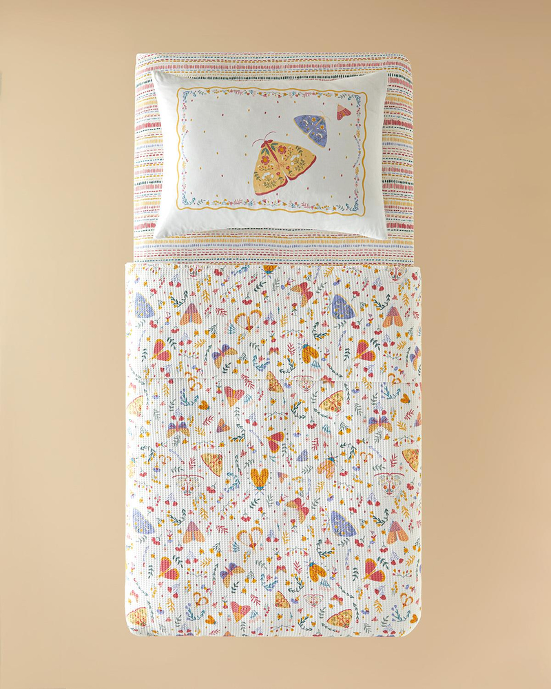 Spring Shine Pamuklu Tek Kişilik Çocuk Pike Takımı 150x220 cm Pembe