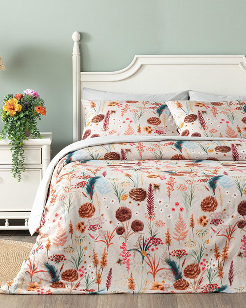 Spring Time Dijital Baskılı Soft Cotton Tek Kişilik Nevresim Takımı Bej