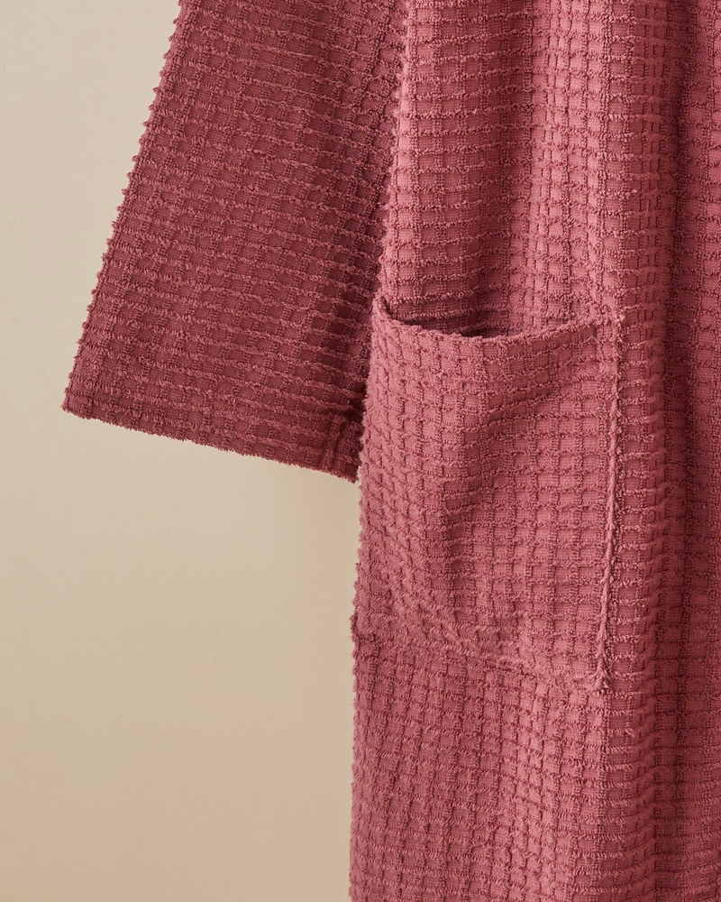 Square %100 Pamuk Bornoz L-XL Koyu Pembe