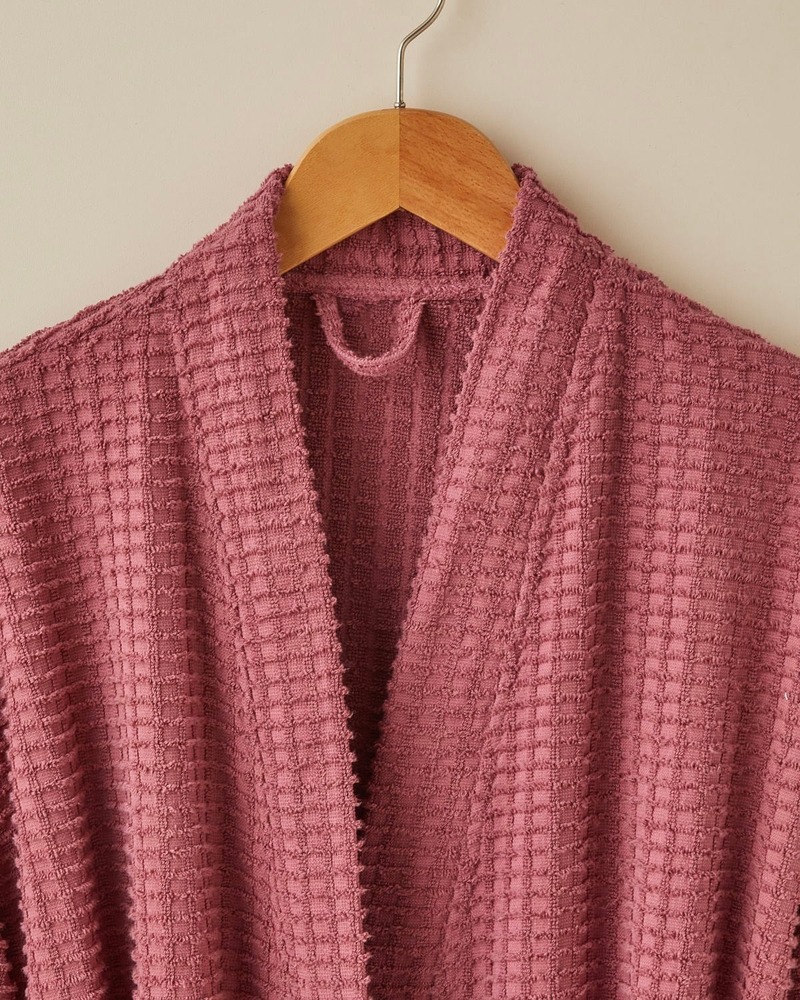 Square %100 Pamuk Bornoz L-XL Koyu Pembe