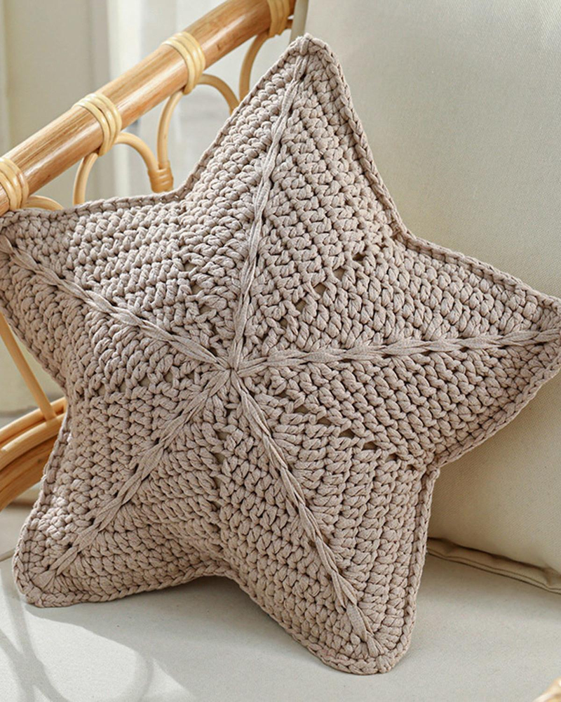 Star Örgü Dekoratif Kırlent 50 cm Bej