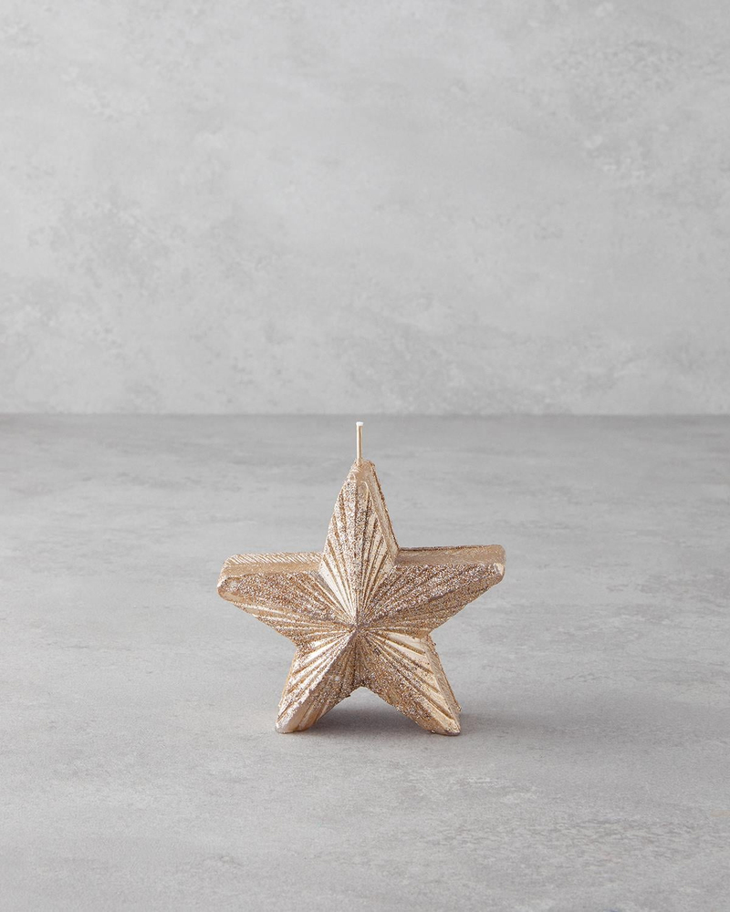 Star Yılbaşı Mum 10 cm Gold
