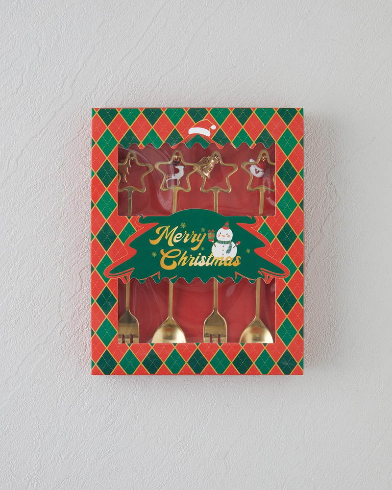 Starry Paslanmaz Çelik T.Çatal-Kaşık Set 4 Parça Gold