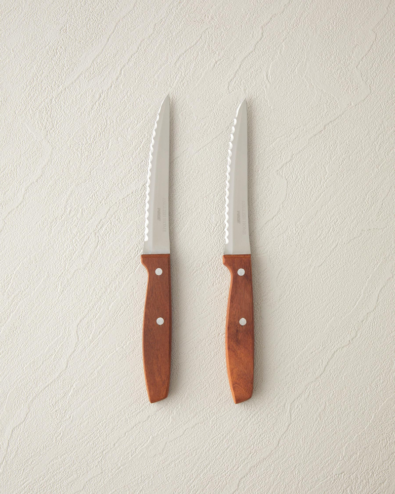 Steak Paslanmaz Çelik 2'li Bıçak 19 cm Kahve