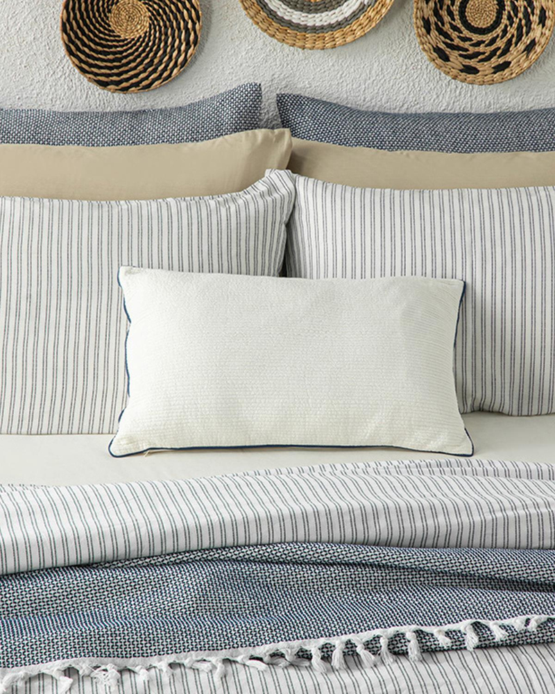 Stitch Line İpliği Boyalı King Size Nevresim Takımı Lacivert