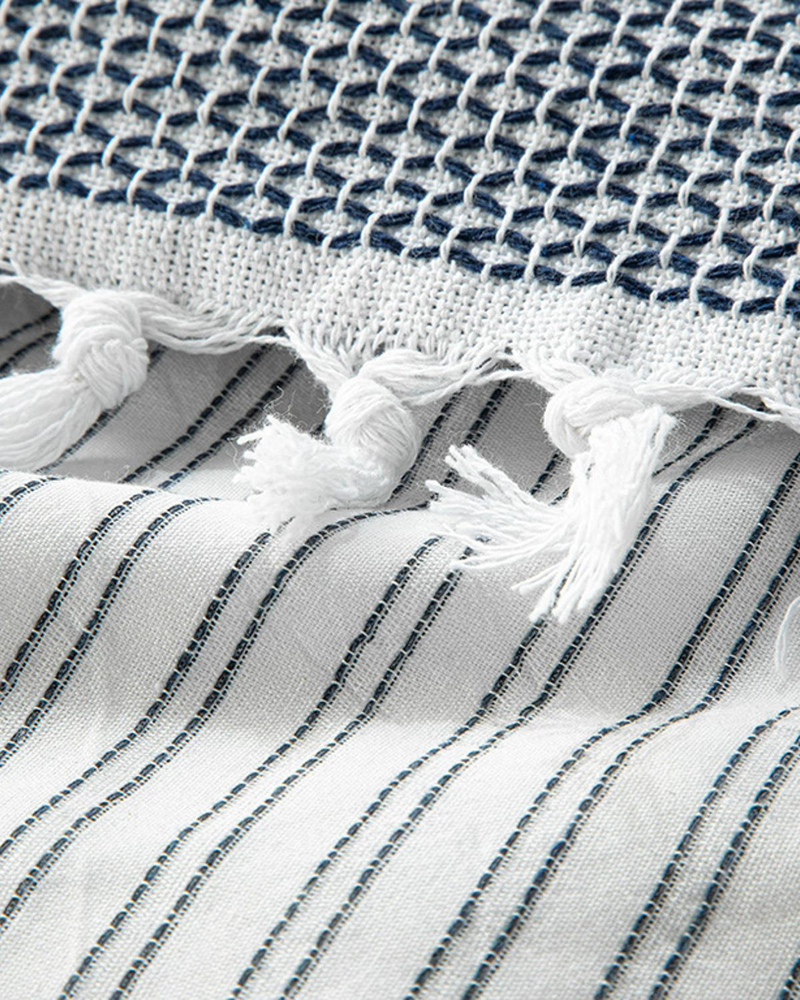 Stitch Line İpliği Boyalı King Size Nevresim Takımı Lacivert