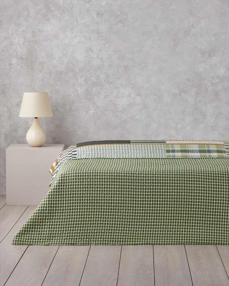 Strada Grid King Size Çok Amaçlı Örtü 220x240 cm Yeşil