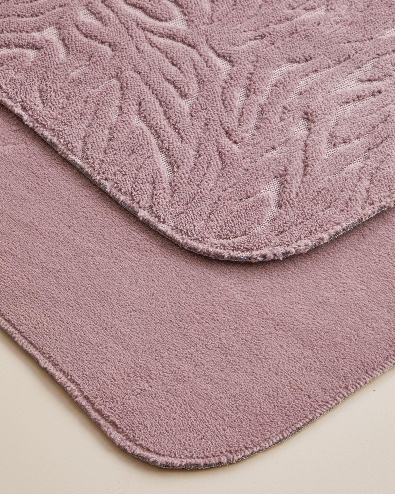 Strala Banyo Paspası Seti 60x100 cm + 50x60 cm Gül Kurusu