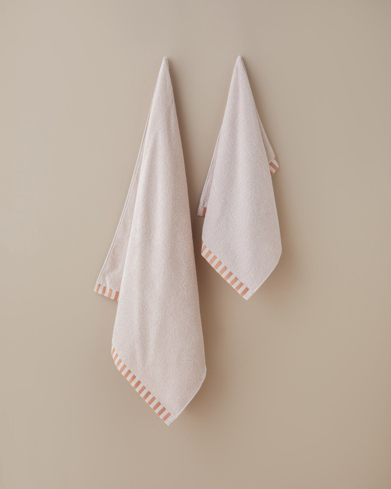 Stripe Edge Pamuk Banyo Havlusu 70x140 cm Pudra