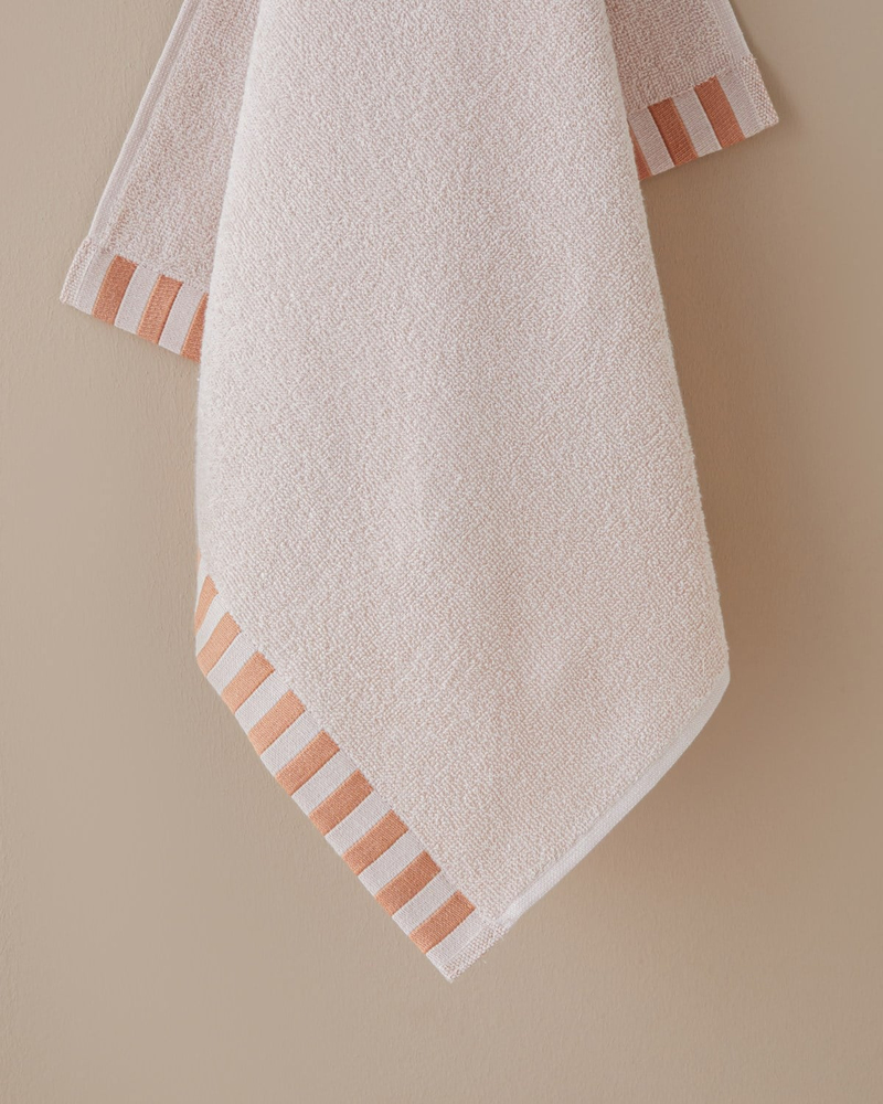Stripe Edge Pamuk Yüz Havlusu 50x80 cm Pudra