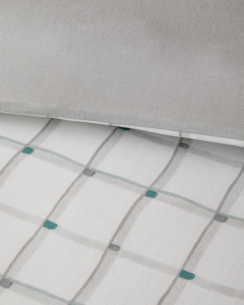Stripe Harmony  Kolay Ütülenir Çift Kişilik Nevresim Seti 200x220 cm GRİ-YEŞİL
