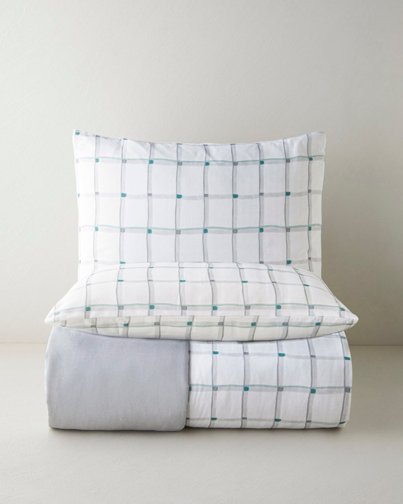 Stripe Harmony  Kolay Ütülenir Çift Kişilik Nevresim Seti 200x220 cm GRİ-YEŞİL