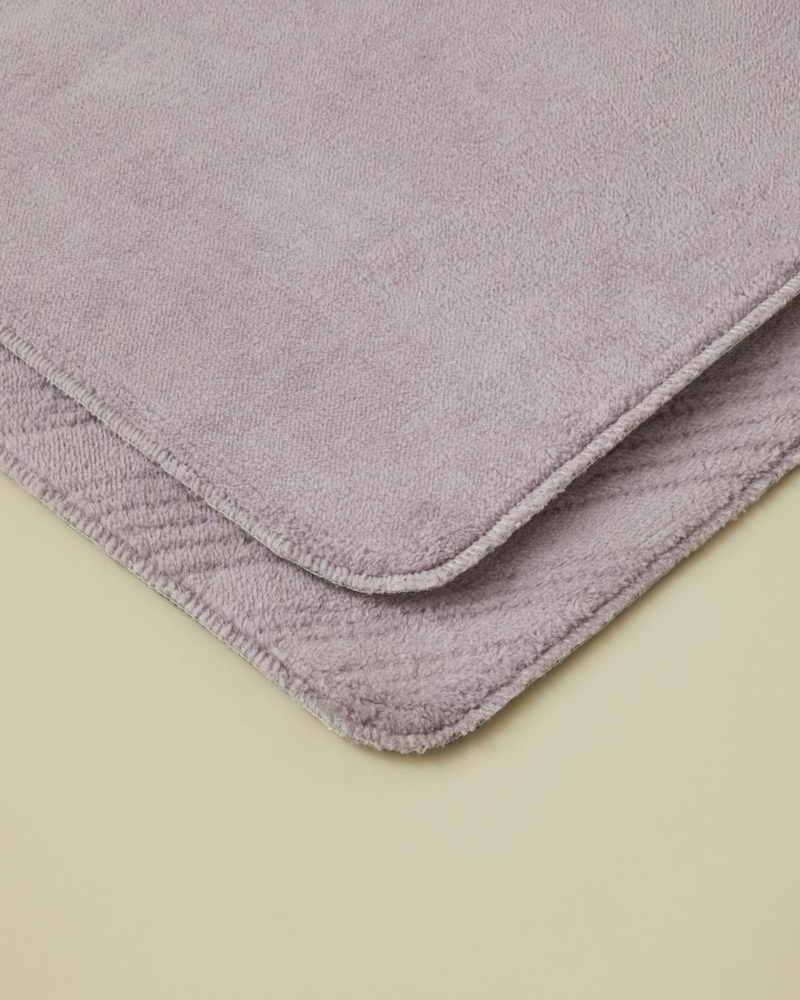 Stripe Line Kaydırmaz Taban Banyo Paspası Seti 60x80 cm + 40x60 cm Lila