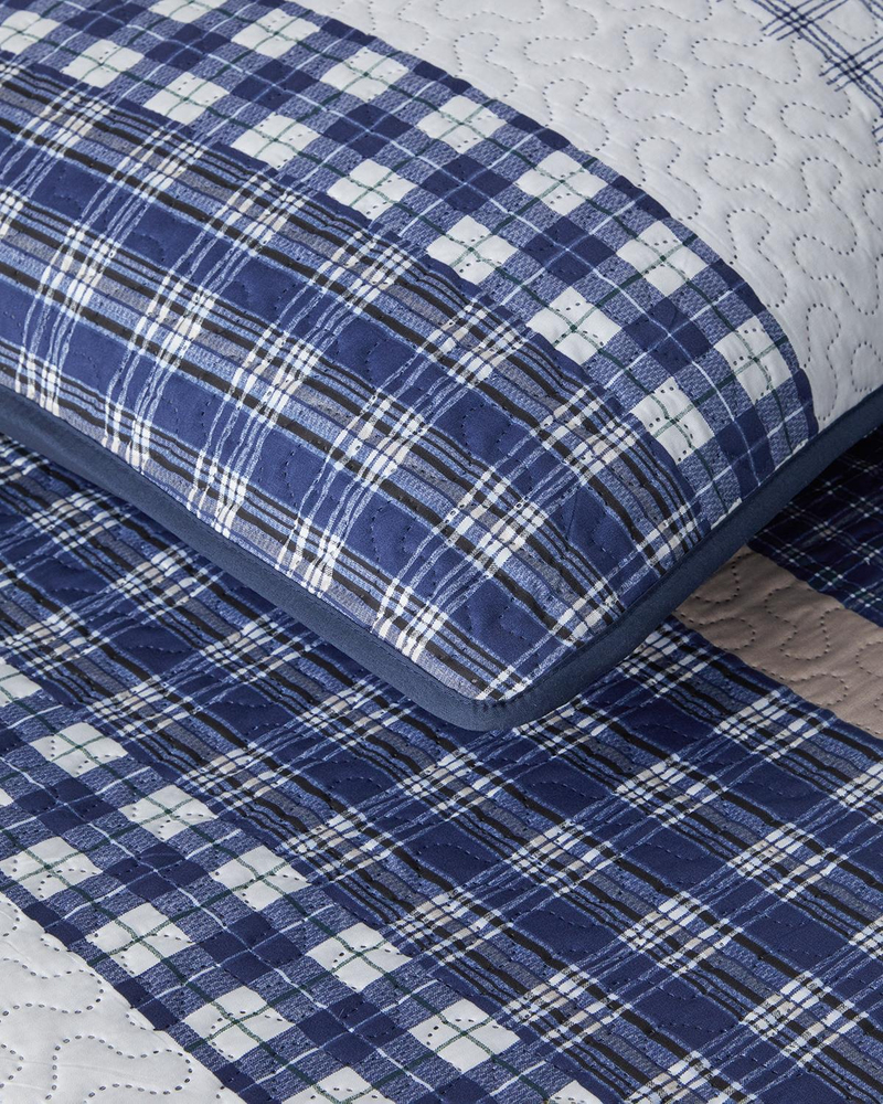 Stripe Path Çok Amaçlı Tek Kişilik Yatak Örtüsü Takımı 160x220 cm Mavi