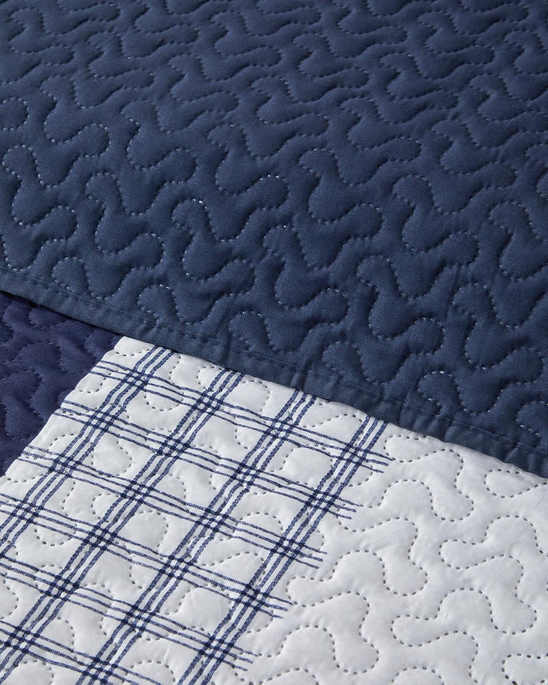 Stripe Path Çok Amaçlı Tek Kişilik Yatak Örtüsü Takımı 160x220 cm Mavi