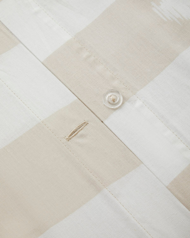 Striped Jouy Pamuk Çift Kişilik Nevresim Takımı 200x220 cm Krem - Kahve