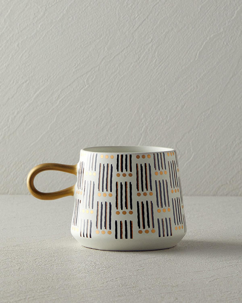 Stripy Stoneware Kupa 350 ml Siyah