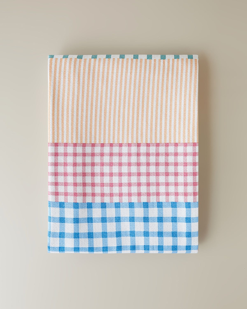 Summer Grid Baskılı Pamuklu Tek Kişilik Pike 150x220 cm Turuncu