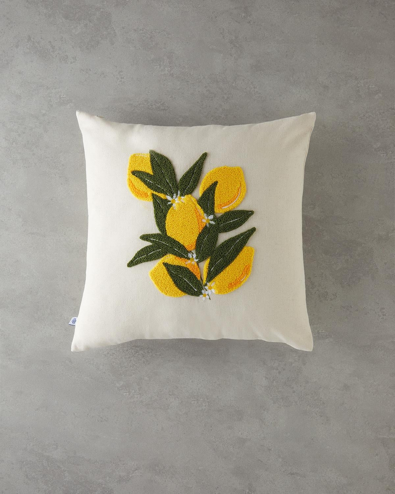 Summer Lemon Kırlent Kılıfı 45x45 cm Natural