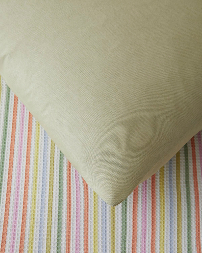 Summer Stripe Çift Kişilik Pike Takımı 200x220 cm Yeşil-Turuncu