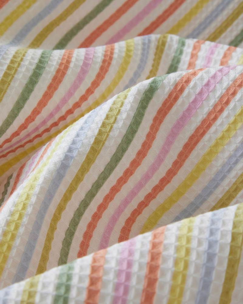 Summer Stripe Çift Kişilik Pike Takımı 200x220 cm Yeşil-Turuncu