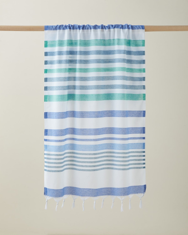 Sunjoy Rejenere Çizgili Peştamal 80x150 cm Lacivert-Yeşil