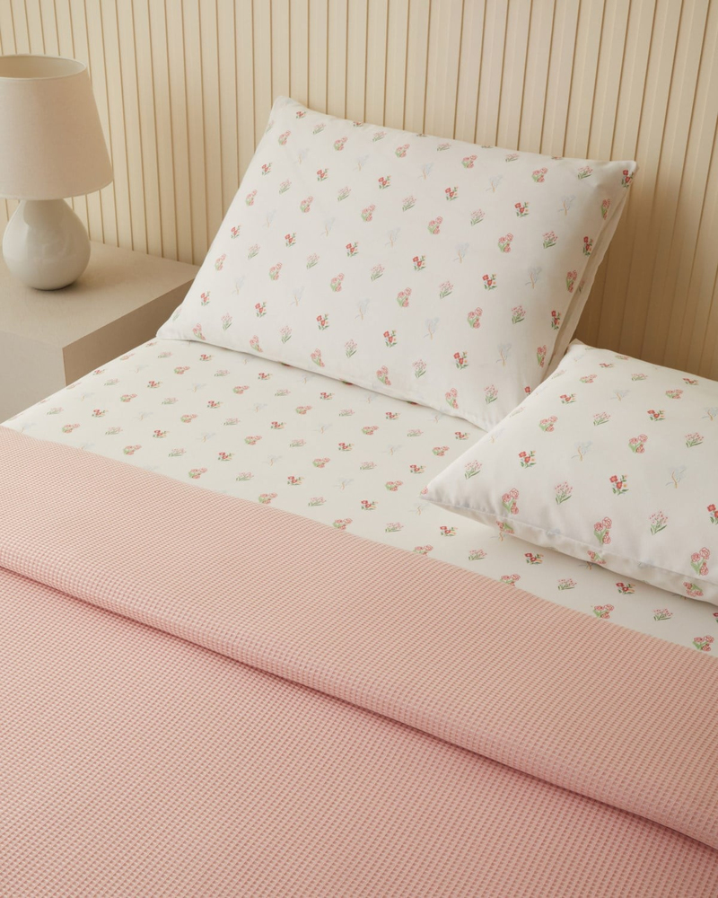 Sweet Blossoms Çift Kişilik Pike Takımı 200x220 cm Pembe