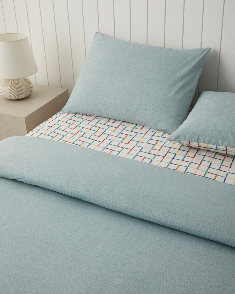 Sweety Cage Kolay Ütülenir Çarşaflı Tek Kişilik Nevresim Takımı 160x220 cm Kırmızı - Yeşil