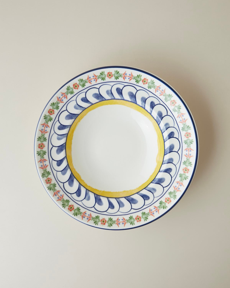 Talavera Feast Porselen Makarna Tabağı 27 cm Beyaz - Lacivert
